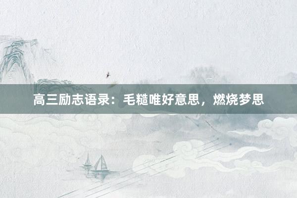 高三励志语录：毛糙唯好意思，燃烧梦思